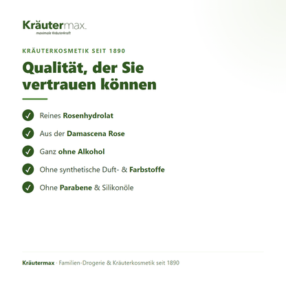 Rosenwasser Rosenhydrolat – Qualität: reines Rosenhydrolat, ohne Alkohol, Parabene und Silikonöle