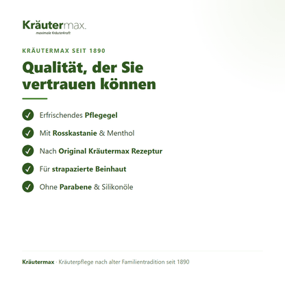 Rosskastanien Gel – Qualität: nach Original Kräutermax Rezeptur, ohne Parabene und Silikonöle