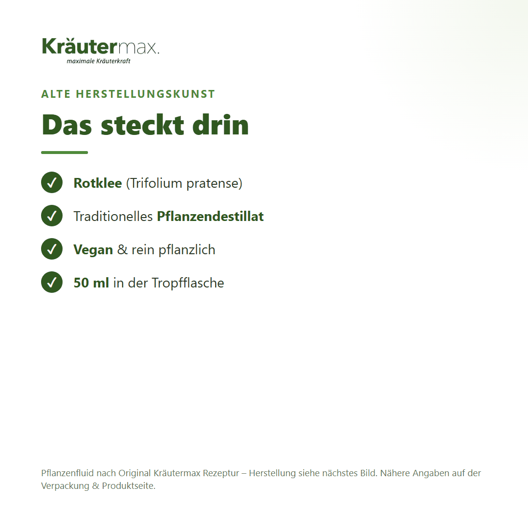 Rotklee Fluid – Pflanzendestillat, vegan, 50 ml Tropfflasche