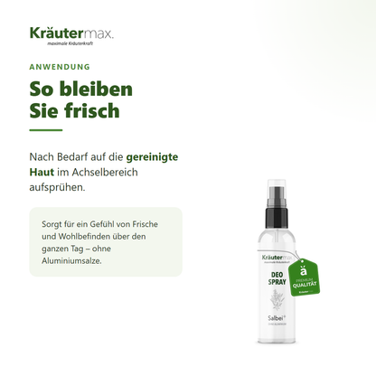 Salbei Deospray – Anwendung: auf die gereinigte Haut im Achselbereich aufsprühen