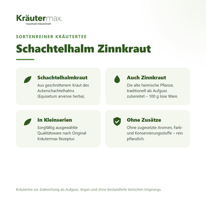 Schachtelhalm Zinnkraut Tee – Überblick: sortenreiner Kräutertee aus Schachtelhalmkraut (Equisetum arvense), 100 g
