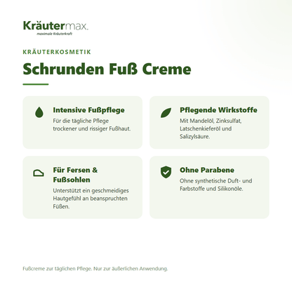Schrunden Fuß Creme von Kräutermax – Überblick: intensive Pflege für trockene, rissige Fußhaut, 100 ml