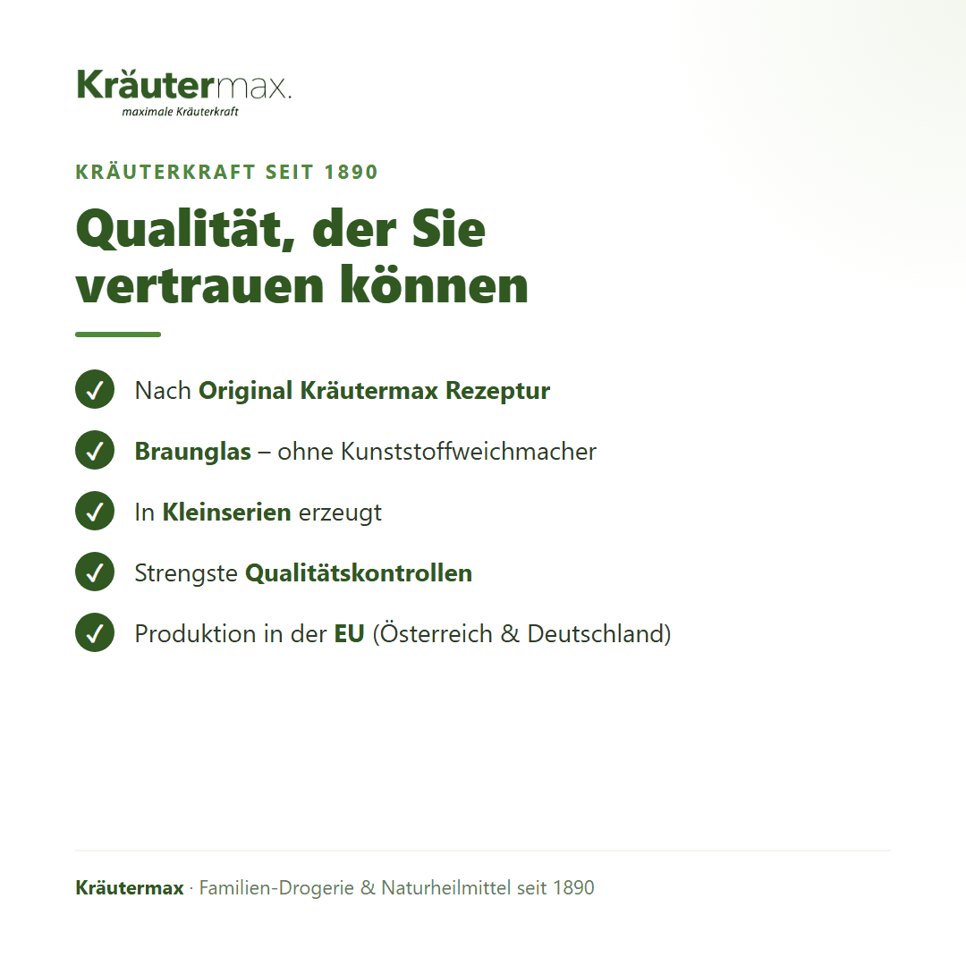 Schwedenbitter – Qualität: nach Original Kräutermax Rezeptur, Braunglas ohne Kunststoffweichmacher, in Kleinserien in der EU erzeugt