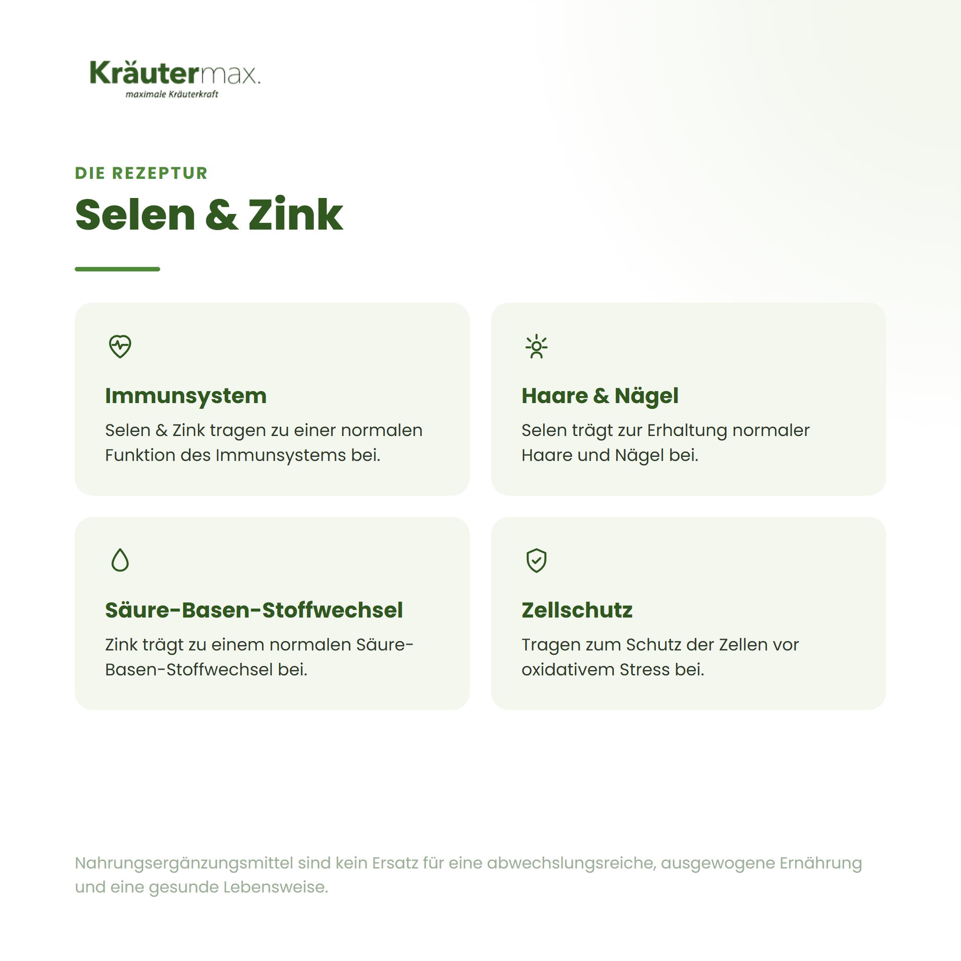 Selen & Zink Kapseln – Die Rezeptur: Immunsystem, Haare & Nägel, Säure-Basen-Stoffwechsel, Zellschutz