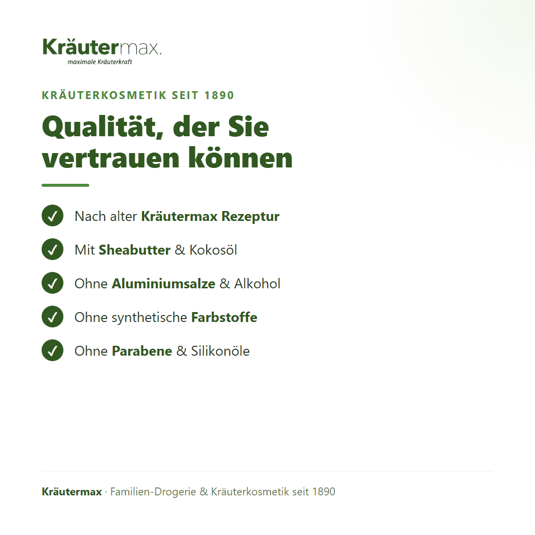 Sheabutter Deocreme – Qualität: nach alter Kräutermax Rezeptur, ohne Aluminiumsalze und Alkohol