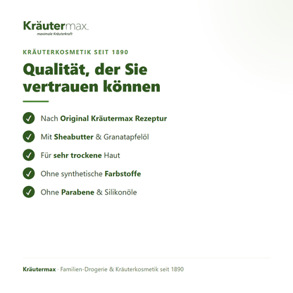 Sheabutter Körpercreme – Qualität: nach Original Kräutermax Rezeptur, ohne Parabene und Silikonöle