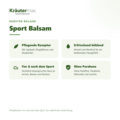 Sport Balsam von Kräutermax – Überblick: Pflegebalsam zur äußerlichen Anwendung
