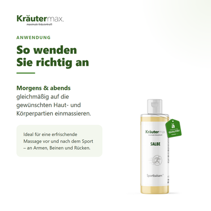 Sport Balsam – Anwendung auf die gewünschten Körperpartien einmassieren