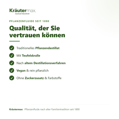 Teufelskralle Fluid – Qualität: traditionelles Destillat, vegan, ohne Zuckerzusatz
