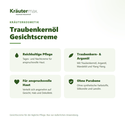 Traubenkernöl Gesichtscreme von Kräutermax – Überblick: reichhaltige Pflege für anspruchsvolle Haut, 50 ml