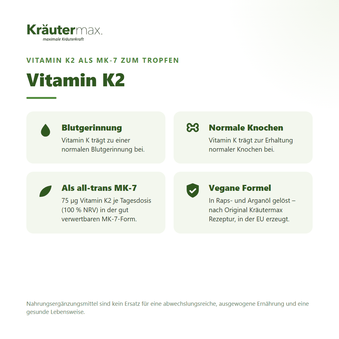 Vitamin K2 vegan Tropfen – Vitamin K2 als MK-7 für normale Blutgerinnung und die Erhaltung normaler Knochen