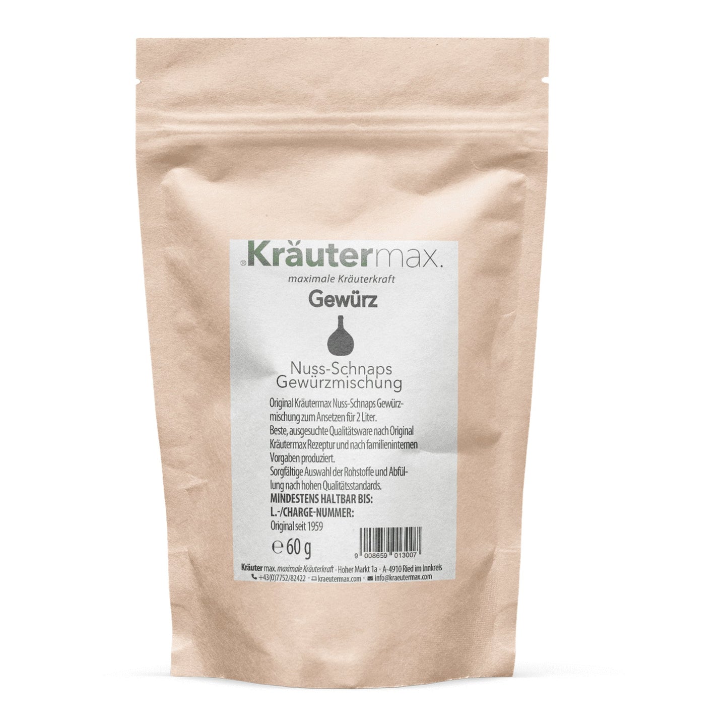Nussschnaps Gewürz Ansatz Mischung für 2 Liter 60 g – Kräutermax