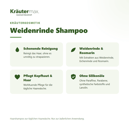 Weidenrinde Shampoo 250 ml von Kräutermax – Überblick: schonende Reinigung mit Weidenrinde und Rosmarin