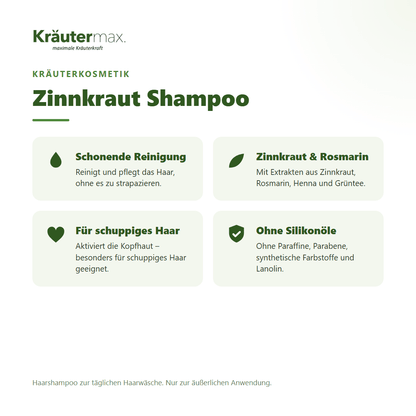Zinnkraut Shampoo 250 ml von Kräutermax – Überblick: schonende Reinigung mit Zinnkraut und Rosmarin für schuppiges Haar