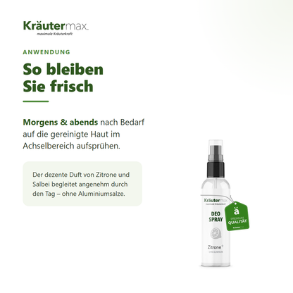 Zitronen Deospray – Anwendung: morgens und abends im Achselbereich aufsprühen